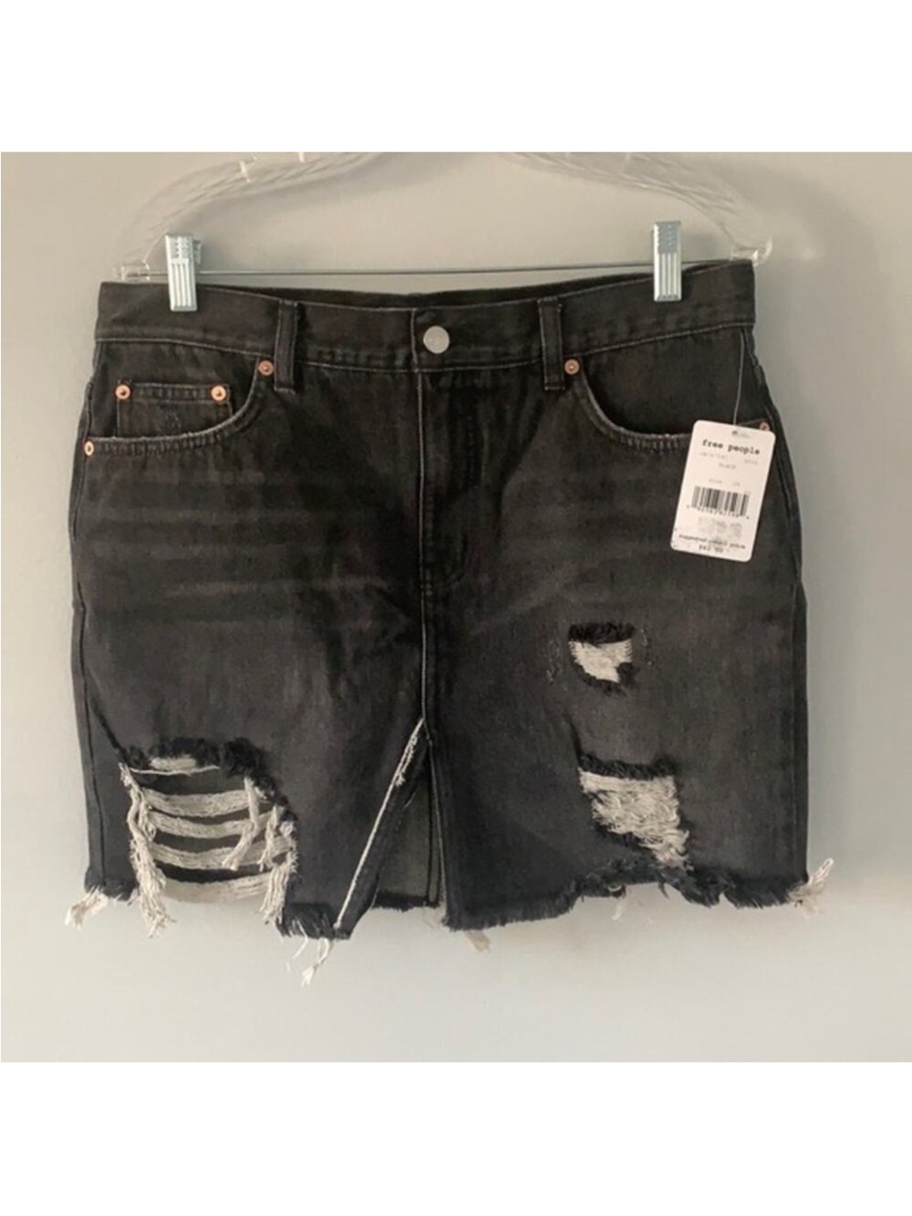 Free People We the free Women's Distressed Mini Denim Skirt Size 29 - Picture 3 of 9